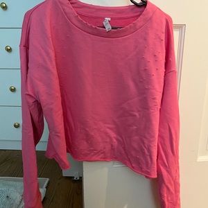 Alo yoga pink sweatshirt with holes